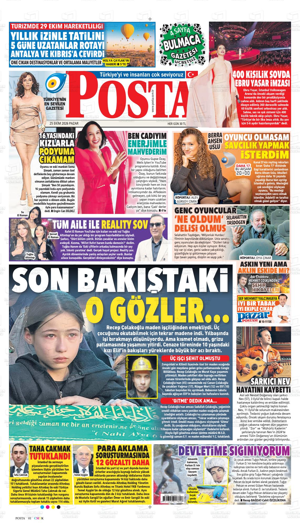 Posta gazetesi ilk sayfası