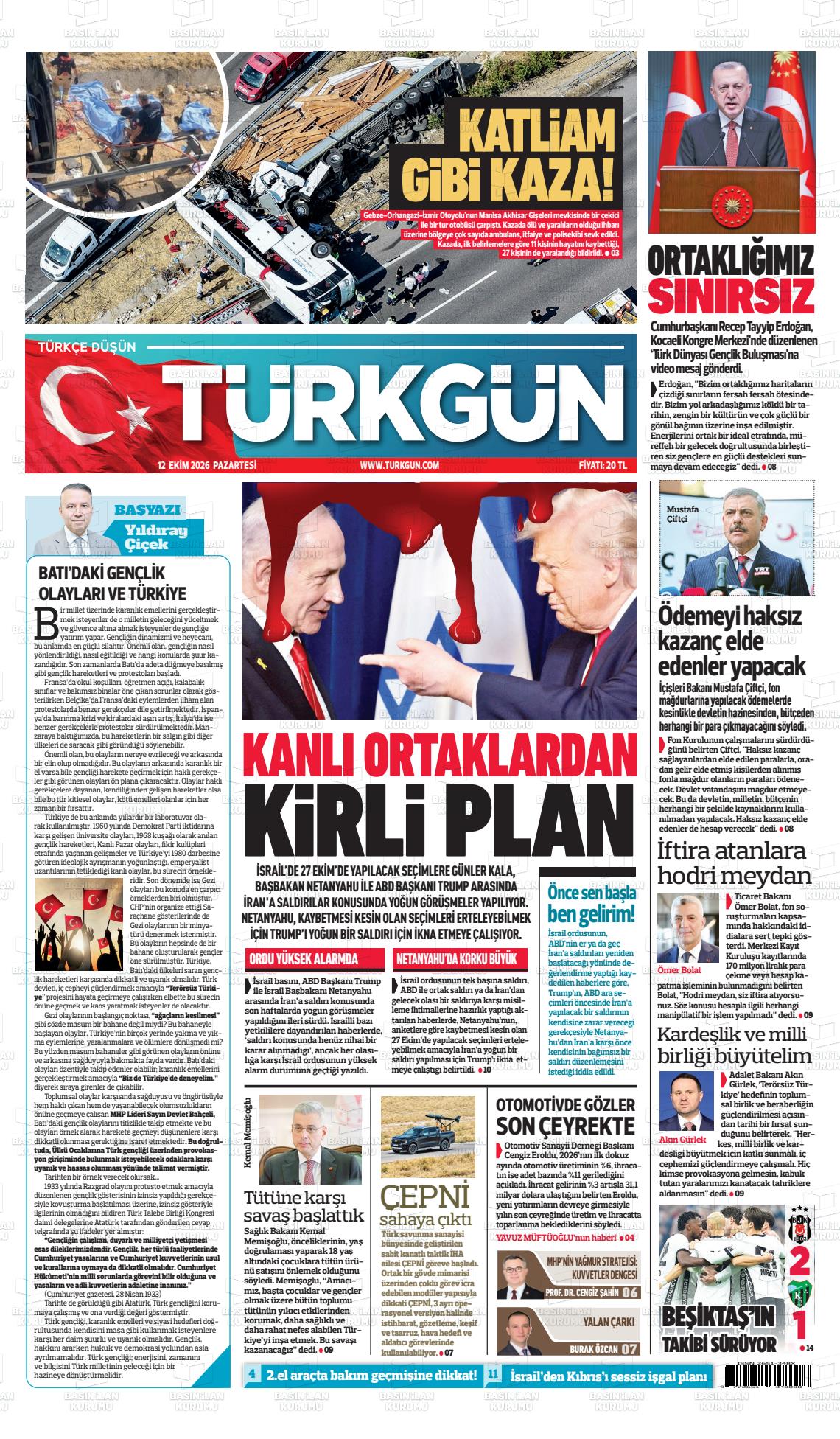 Türkgün gazetesi ilk sayfası