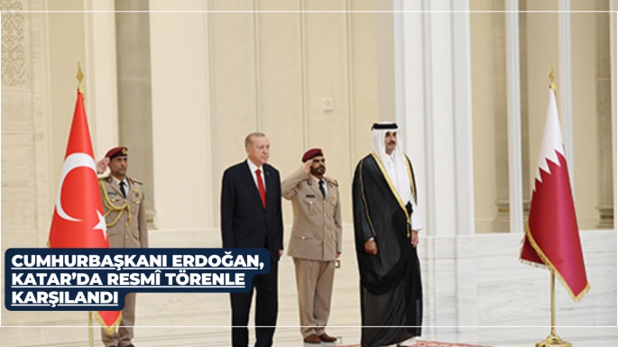 Cumhurbaşkanı Erdoğan, Katar’da resmî törenle karşılandı