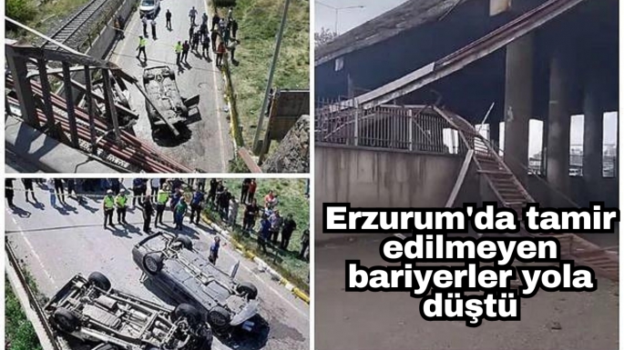 Erzurum'da tamir edilmeyen bariyerler yola düştü 