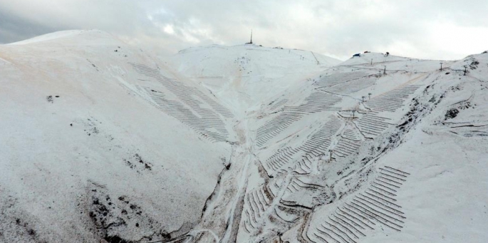 Erzurum Palandöken'in Beyaza Bürünen Eşsiz Manzarası Dronla Görüntülendi 