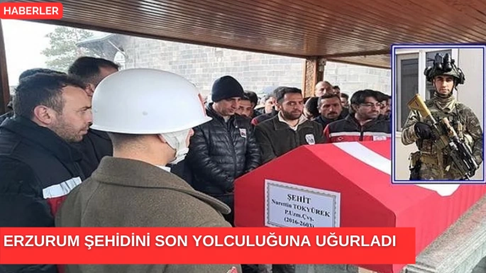 Erzurum şehidini son yolculuğuna uğurladı 