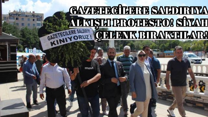 Gazetecilere saldırıya alkışlı protesto! Siyah çelenk bıraktılar!