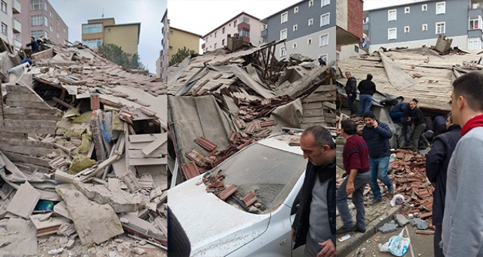 İstanbul’da bina çöktü!