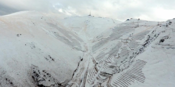 Erzurum Palandöken'in Beyaza Bürünen Eşsiz Manzarası Dronla Görüntülendi 