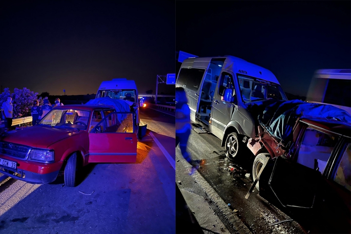 Tur minibüsü kamyonete çarptı: 4'ü turist 11 yaralı